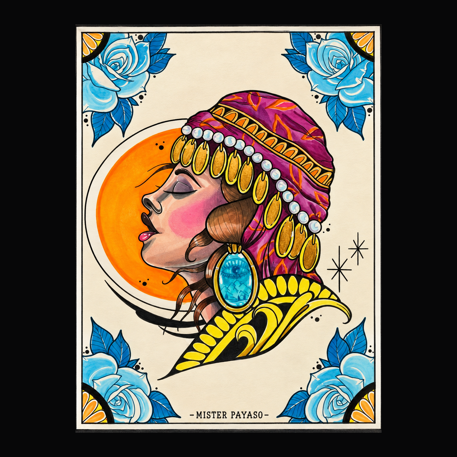 Print Mister Payaso Oriental, ilustración de Pako